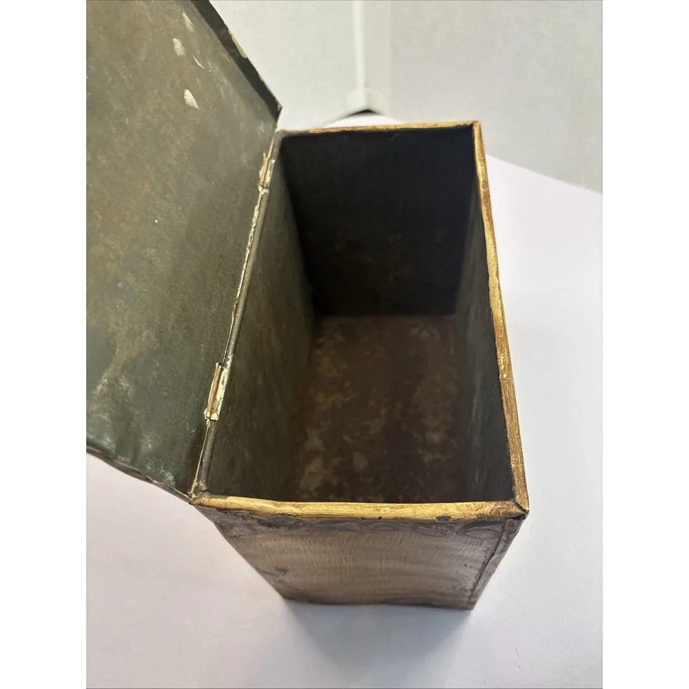 Vtg American Painted Tin‎ Toleware Hinged Box American Eagle Folk 7.25